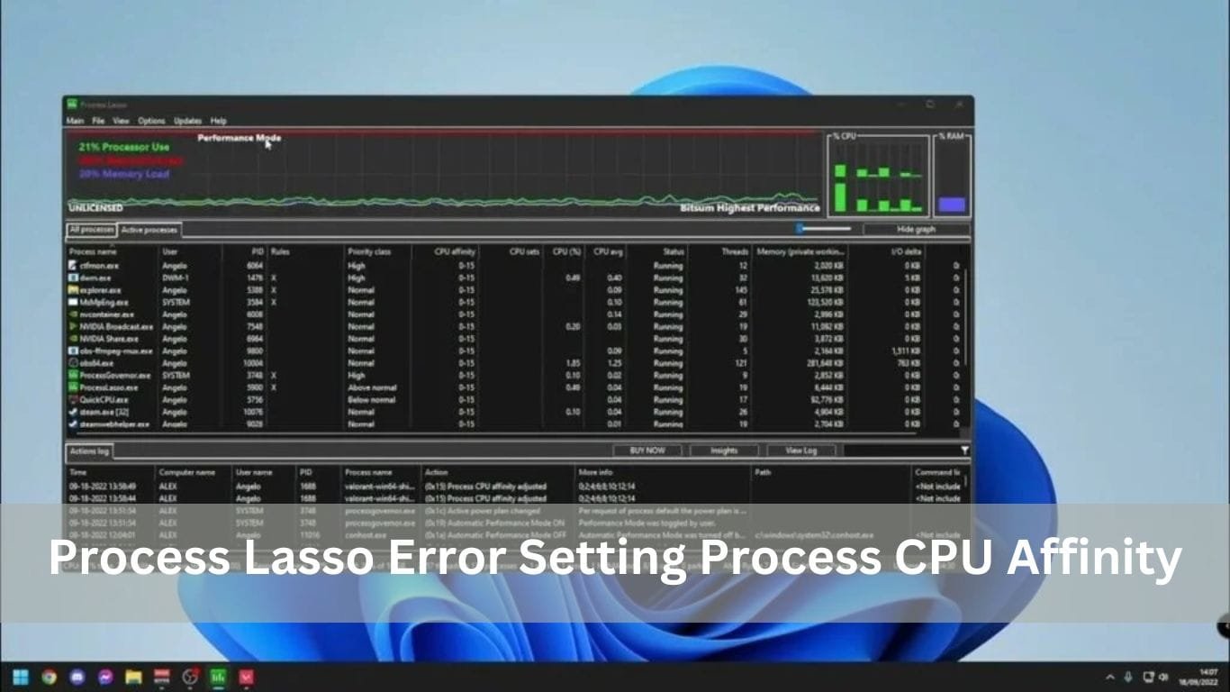 Process Lasso Error Setting Process CPU Affinity – Complete Details in 2025